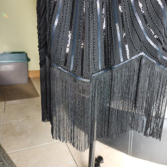 Babeyond Flapper Sheath Gatsby Dress Black Sz XXL Sequins Beads  Sleeveless - Picture 4 of 13